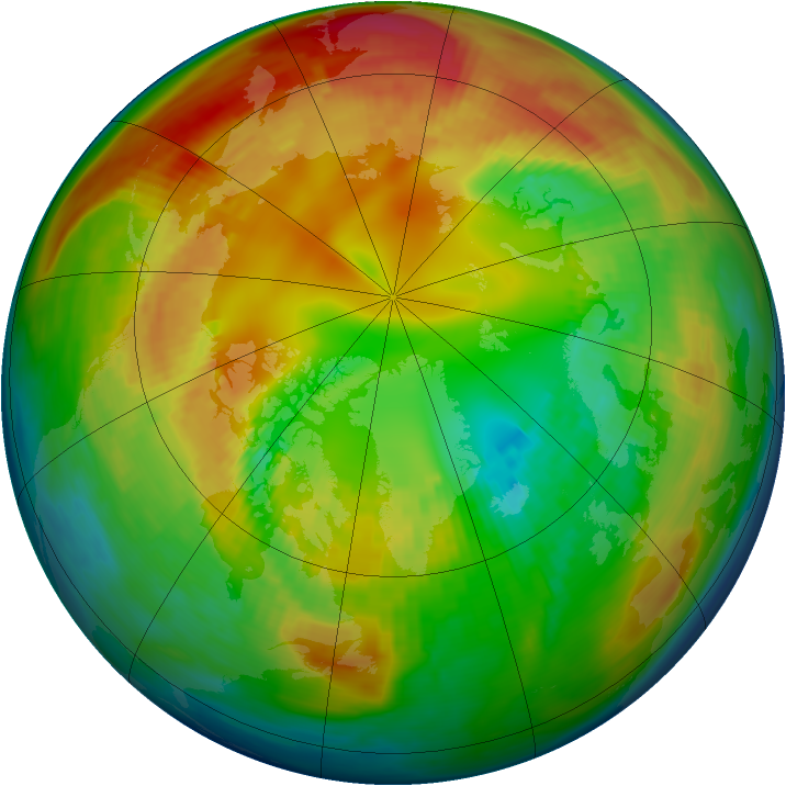 Arctic ozone map for 13 February 1983